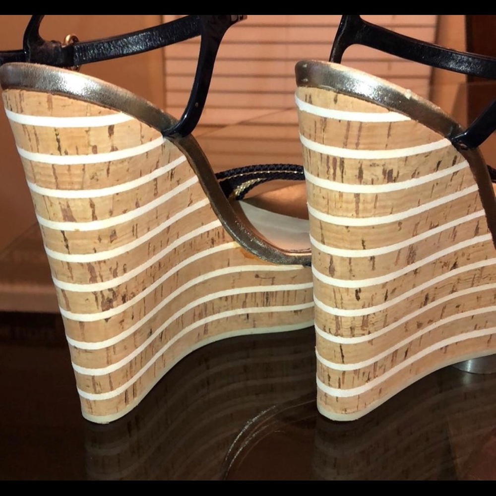Navy blue & Gold Gucci cork wedges size 36 - Picture 5 of 8